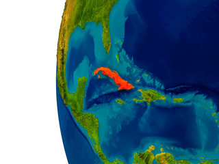 Cuba on model of planet Earth