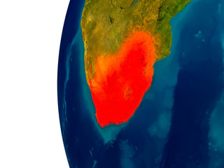 South Africa on model of planet Earth