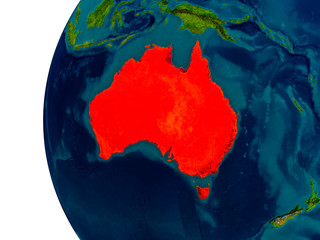 Australia on model of planet Earth