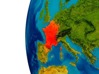 France on model of planet Earth