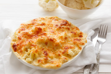 Cauliflower baked with cheese sauce