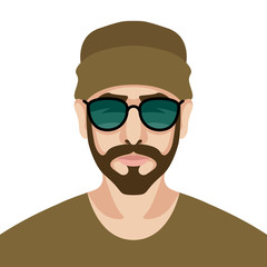 man in knitted   cap vector illustration 
