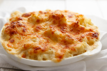 Cauliflower baked with cheese sauce