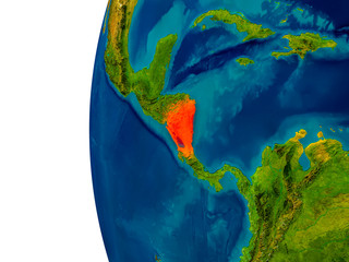 Nicaragua on model of planet Earth © harvepino