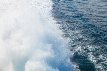Trail on the water after the ferry sail
