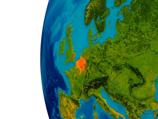 Belgium on model of planet Earth