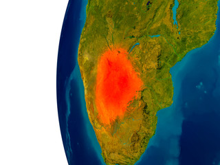 Botswana on model of planet Earth