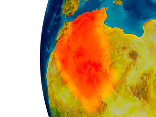 Algeria on model of planet Earth