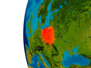 Poland on model of planet Earth