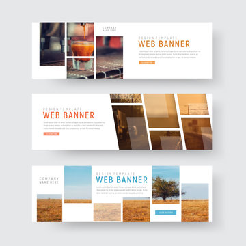 Template of web banners with rectangular blocks for photos