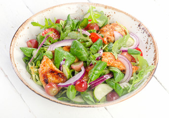Fresh salad with chicken.