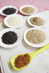 variety of spices with saffron in pistils