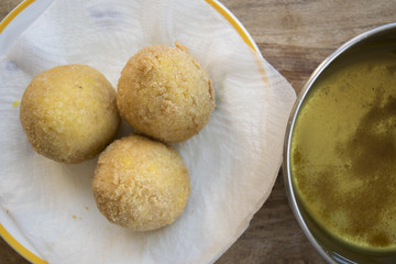 sicilian arancini fried in olive oil