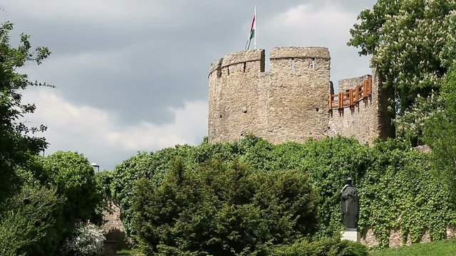 fort tower with Hungarian flag Pecs Hungary