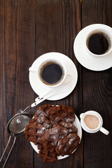 Chocolate wafers in powdered sugar