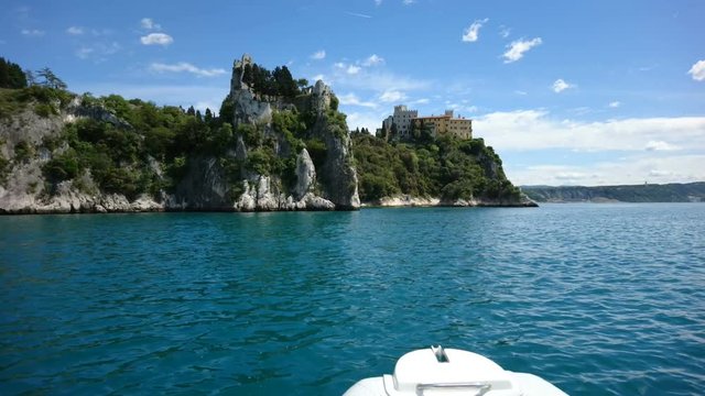 Duino Castle, a fourteenth century fortification located in Duino, close to Trieste, Italy, on the cliffs overlooking the Gulf of Trieste.