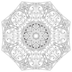 Mandala for coloring. Vector decorative zentangle object