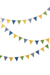 Obraz premium Bunting party flags made from scrapbook paper isolated on white background