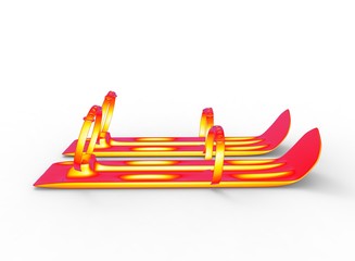 3d illustration of kids skis. white background isolated. icon for game web.