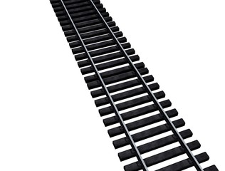 3d illustration of wooden railroad track. white background isolated. icon for game web.
