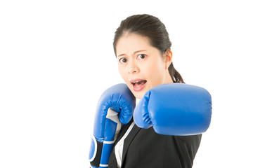 Strength Business woman boxing punching