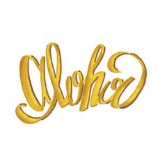 Yellow Hand-Painted Illustration Aloha Lettering