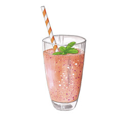 Cocktail Hand-Painted Fashion Illustration 