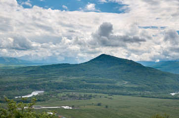 Russia. Krasnodar region. Adygea. Panoramic view of the mountains in Adygea.