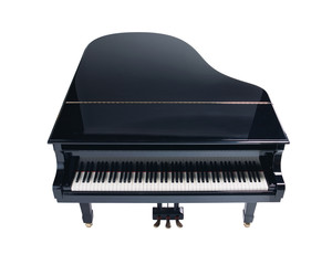 Naklejka premium Grand piano isolated on white background, top view. 