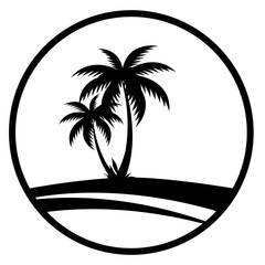 Sommer - Icon mit Palmen (Schwarz)