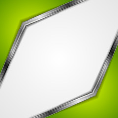 Green tech background with metal stripes
