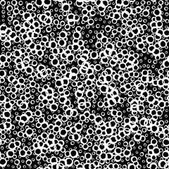 Artistic hand drawn seamless ink pattern. Repeatable doodle sketch design for print, home decor, textile, wrapping paper, card background, fashion fabric. Black and white brush strokes - bubbles.
