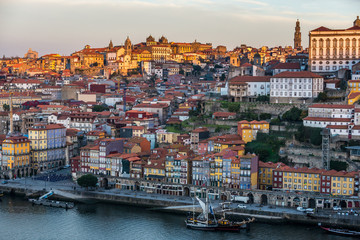 Fototapeta na wymiar Porto city riverfront. View from Vila Nova de Gaia, Portugal