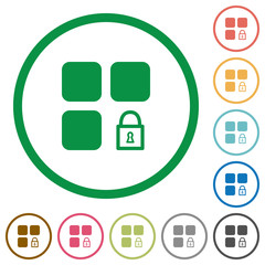Lock component flat icons with outlines