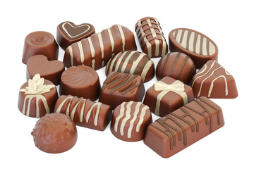 Assortment of chocolate candies, 3D rendering