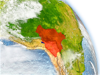 Bolivia on model of Earth