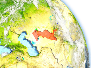 Uzbekistan on model of Earth