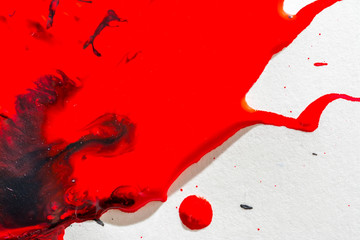 Abstraction of red and black paint watercolor texture background.