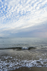 Distant boats in the English channel.