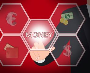 Money Icons Means European Currency 3d Illustration