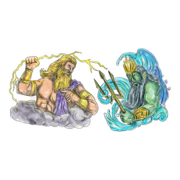 recommend clip art: Zeus Thunderbolt Vs Poseidon Trident Tattoo