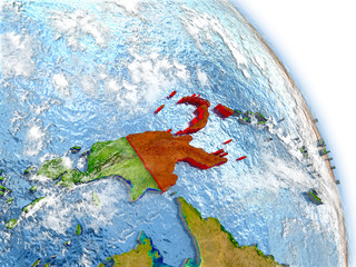 Papua New Guinea on model of Earth