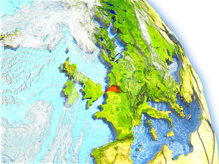 Belgium on model of Earth