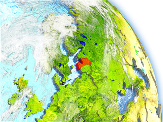 Latvia on model of Earth