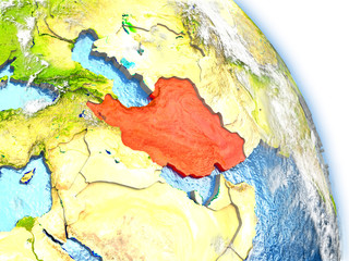 Iran on model of Earth