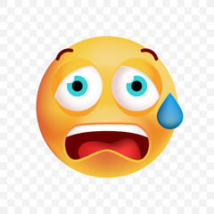 Cute Scared Emoticon on White Background. Isolated Vector Illustration 