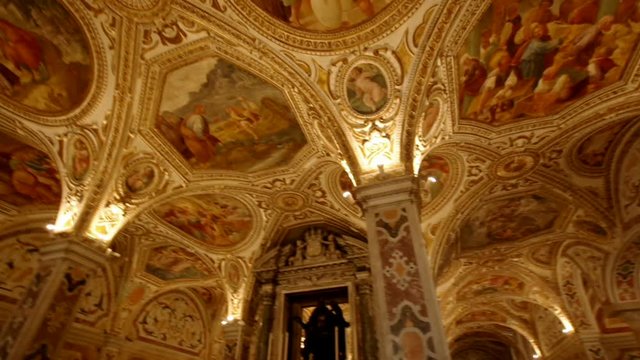  Baroque interior of the St. Matthew Cathedral, Salerno, Italy