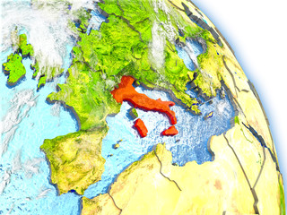 Italy on model of Earth