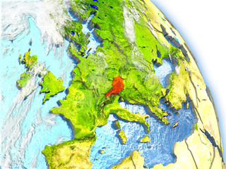 Austria on model of Earth
