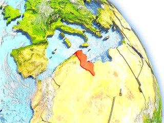 Tunisia on model of Earth